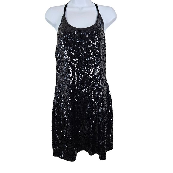 Maner Womens Glitter Sequin Dress Adjustable Spaghetti Straps Size Large Party - Picture 4 of 13